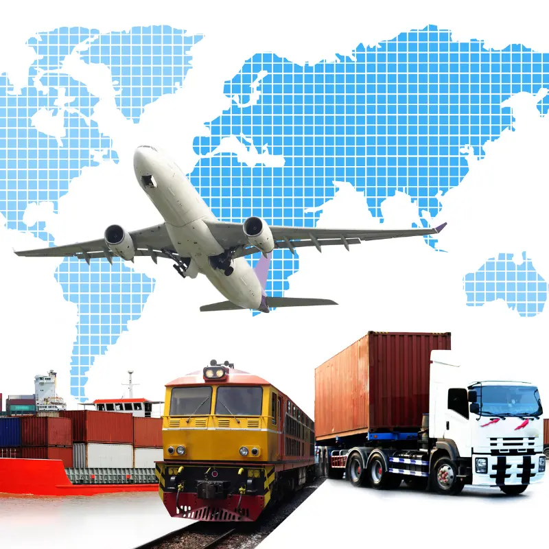 a plane, train, and truck